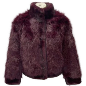 NEW ADRIANNE LANDAU Women's Faux Fur Jacket Devon Fox Size XS Fig Purple